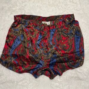VINTAGE 80s RARE 100% Silk Men's Fun Print Boxer Shorts in Red, Blue, and Gold